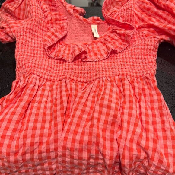Spell Coral Checkered Mini Dress - Picture 10 of 12